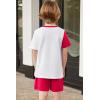 Arshiner Toddler Boy Summer Clothes Outfits Kids Colorblock Short Sleeve T-shirt Shorts Set 2-7 Years(Red)