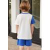 Arshiner Toddler Boy Summer Clothes Outfits Kids Colorblock Short Sleeve T-shirt Shorts Set 2-7 Years(Royal Blue)