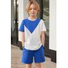 Arshiner Toddler Boy Summer Clothes Outfits Kids Colorblock Short Sleeve T-shirt Shorts Set 2-7 Years(Royal Blue)