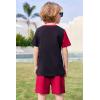 Arshiner Toddler Boy Summer Clothes Outfits Kids Colorblock Short Sleeve T-shirt Shorts Set 2-7 Years(Wine Red)