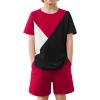 Arshiner Toddler Boy Summer Clothes Outfits Kids Colorblock Short Sleeve T-shirt Shorts Set 2-7 Years(Wine Red)