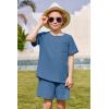 Arshiner Toddler Boy Summer Outfits Short Sleeve Henley T-Shirt & Shorts Set with Pocket for 2-8 Years Kids(Dark Blue)