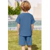 Arshiner Toddler Boy Summer Outfits Short Sleeve Henley T-Shirt & Shorts Set with Pocket for 2-8 Years Kids(Dark Blue)