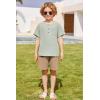 Arshiner Toddler Boy Summer Outfits Short Sleeve Henley T-Shirt & Shorts Set with Pocket for 2-8 Years Kids(Green & Khaki)