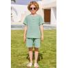 Arshiner Toddler Boy Summer Outfits Short Sleeve Henley T-Shirt & Shorts Set with Pocket for 2-8 Years Kids(Green)