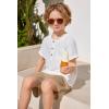 Arshiner Toddler Boy Summer Outfits Short Sleeve Henley T-Shirt & Shorts Set with Pocket for 2-8 Years Kids(White & Beige)