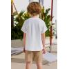 Arshiner Toddler Boy Summer Outfits Short Sleeve Henley T-Shirt & Shorts Set with Pocket for 2-8 Years Kids(White & Beige)