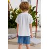 Arshiner Toddler Boy Summer Outfits Short Sleeve Henley T-Shirt & Shorts Set with Pocket for 2-8 Years Kids(White & Blue)