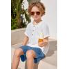 Arshiner Toddler Boy Summer Outfits Short Sleeve Henley T-Shirt & Shorts Set with Pocket for 2-8 Years Kids(White & Blue)