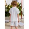 Arshiner Toddler Boy Summer Outfits Short Sleeve Henley T-Shirt & Shorts Set with Pocket for 2-8 Years Kids(White)