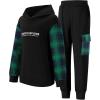 Arshiner Toddler Boys Plaid Shirt Tops Pants Set Hoodie Sweatsuit for Fall Winter Spring Outfits 2-8 Years(Black & Green Plaid)