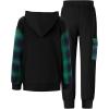 Arshiner Toddler Boys Plaid Shirt Tops Pants Set Hoodie Sweatsuit for Fall Winter Spring Outfits 2-8 Years(Black & Green Plaid)