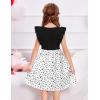 Arshiner Toddler Dress Girls Ruffle Sleeve Summer Dresses Cute Bow Tie Botton Down Party Sundress for 2-7 Years(Black Cow)