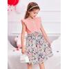 Arshiner Toddler Dress Girls Ruffle Sleeve Summer Dresses Cute Bow Tie Botton Down Party Sundress for 2-7 Years(Pink Flower)