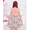 Arshiner Toddler Dress Girls Ruffle Sleeve Summer Dresses Cute Bow Tie Botton Down Party Sundress for 2-7 Years(Pink Flower)