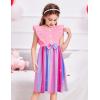 Arshiner Toddler Dress Girls Ruffle Sleeve Summer Dresses Cute Bow Tie Botton Down Party Sundress for 2-7 Years(Pink+rainbow)