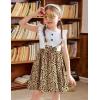 Arshiner Toddler Dress Girls Ruffle Sleeve Summer Dresses Cute Bow Tie Botton Down Party Sundress for 2-7 Years(White Leopard)