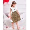 Arshiner Toddler Dress Girls Ruffle Sleeve Summer Dresses Cute Bow Tie Botton Down Party Sundress for 2-7 Years(White Leopard)