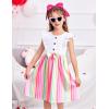 Arshiner Toddler Dress Girls Ruffle Sleeve Summer Dresses Cute Bow Tie Botton Down Party Sundress for 2-7 Years(White+rainbow)