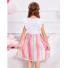 Arshiner Toddler Dress Girls Ruffle Sleeve Summer Dresses Cute Bow Tie Botton Down Party Sundress for 2-7 Years(White+rainbow)