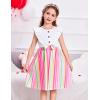 Arshiner Toddler Dress Girls Ruffle Sleeve Summer Dresses Cute Bow Tie Botton Down Party Sundress for 2-7 Years(White+rainbow)