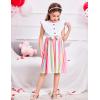 Arshiner Toddler Dress Girls Ruffle Sleeve Summer Dresses Cute Bow Tie Botton Down Party Sundress for 2-7 Years(White+rainbow)