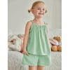 Arshiner Toddler Girl Summer Clothes 2 Piece Loose Spaghetti Strap Tank Top and Short Set Kids Clothing Sets with Pockets(Light Green)