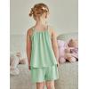 Arshiner Toddler Girl Summer Clothes 2 Piece Loose Spaghetti Strap Tank Top and Short Set Kids Clothing Sets with Pockets(Light Green)