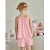 Arshiner Toddler Girl Summer Clothes 2 Piece Loose Spaghetti Strap Tank Top and Short Set Kids Clothing Sets with Pockets(Pink Daisy)