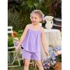 Arshiner Toddler Girl Summer Clothes 2 Piece Loose Spaghetti Strap Tank Top and Short Set Kids Clothing Sets with Pockets(Purple)