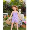Arshiner Toddler Girl Summer Clothes 2 Piece Loose Spaghetti Strap Tank Top and Short Set Kids Clothing Sets with Pockets(Purple)