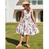 Arshiner Toddler Girl Summer Dresses Casual Sleeveless Button Down Swing Flowy Tiered Midi Sundress with Pockets(White Floral Rabbit)