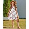 Arshiner Toddler Girl Summer Dresses Casual Sleeveless Button Down Swing Flowy Tiered Midi Sundress with Pockets(White Floral Rabbit)