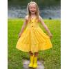 Arshiner Toddler Girl Summer Dresses Casual Sleeveless Button Down Swing Flowy Tiered Midi Sundress with Pockets(Yellow)