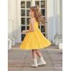 Arshiner Toddler Girl Summer Dresses Casual Sleeveless Button Down Swing Flowy Tiered Midi Sundress with Pockets(Yellow)