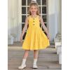 Arshiner Toddler Girl Summer Dresses Casual Sleeveless Button Down Swing Flowy Tiered Midi Sundress with Pockets(Yellow)