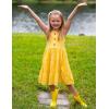 Arshiner Toddler Girl Summer Dresses Casual Sleeveless Button Down Swing Flowy Tiered Midi Sundress with Pockets(Yellow)