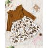Arshiner Toddler Girls Dress Ruffle Long Sleeve Casual Tiered Swing Dresses with Pockets(Brown Flower 1)