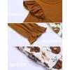 Arshiner Toddler Girls Dress Ruffle Long Sleeve Casual Tiered Swing Dresses with Pockets(Brown Flower 1)
