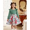 Arshiner Toddler Girls Dress Ruffle Long Sleeve Casual Tiered Swing Dresses with Pockets(Green Flower 1)