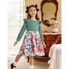 Arshiner Toddler Girls Dress Ruffle Long Sleeve Casual Tiered Swing Dresses with Pockets(Green Flower 1)