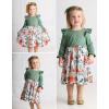Arshiner Toddler Girls Dress Ruffle Long Sleeve Casual Tiered Swing Dresses with Pockets(Green Flower 1)