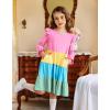 Arshiner Toddler Girls Dress Ruffle Long Sleeve Casual Tiered Swing Dresses with Pockets(Rainbow Color 1)