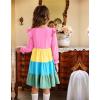 Arshiner Toddler Girls Dress Ruffle Long Sleeve Casual Tiered Swing Dresses with Pockets(Rainbow Color 1)