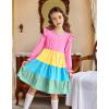 Arshiner Toddler Girls Dress Ruffle Long Sleeve Casual Tiered Swing Dresses with Pockets(Rainbow Color 1)