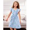 Arshiner Toddler Girls Dresses Flutter Sleeve Decorative Button Down A-line Sundress(Floral Blue)