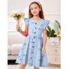 Arshiner Toddler Girls Dresses Flutter Sleeve Decorative Button Down A-line Sundress(Floral Blue)
