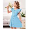 Arshiner Toddler Girls Dresses Flutter Sleeve Decorative Button Down A-line Sundress(Light Blue)