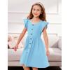 Arshiner Toddler Girls Dresses Flutter Sleeve Decorative Button Down A-line Sundress(Light Blue)