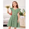 Arshiner Toddler Girls Dresses Flutter Sleeve Decorative Button Down A-line Sundress(Light Green)